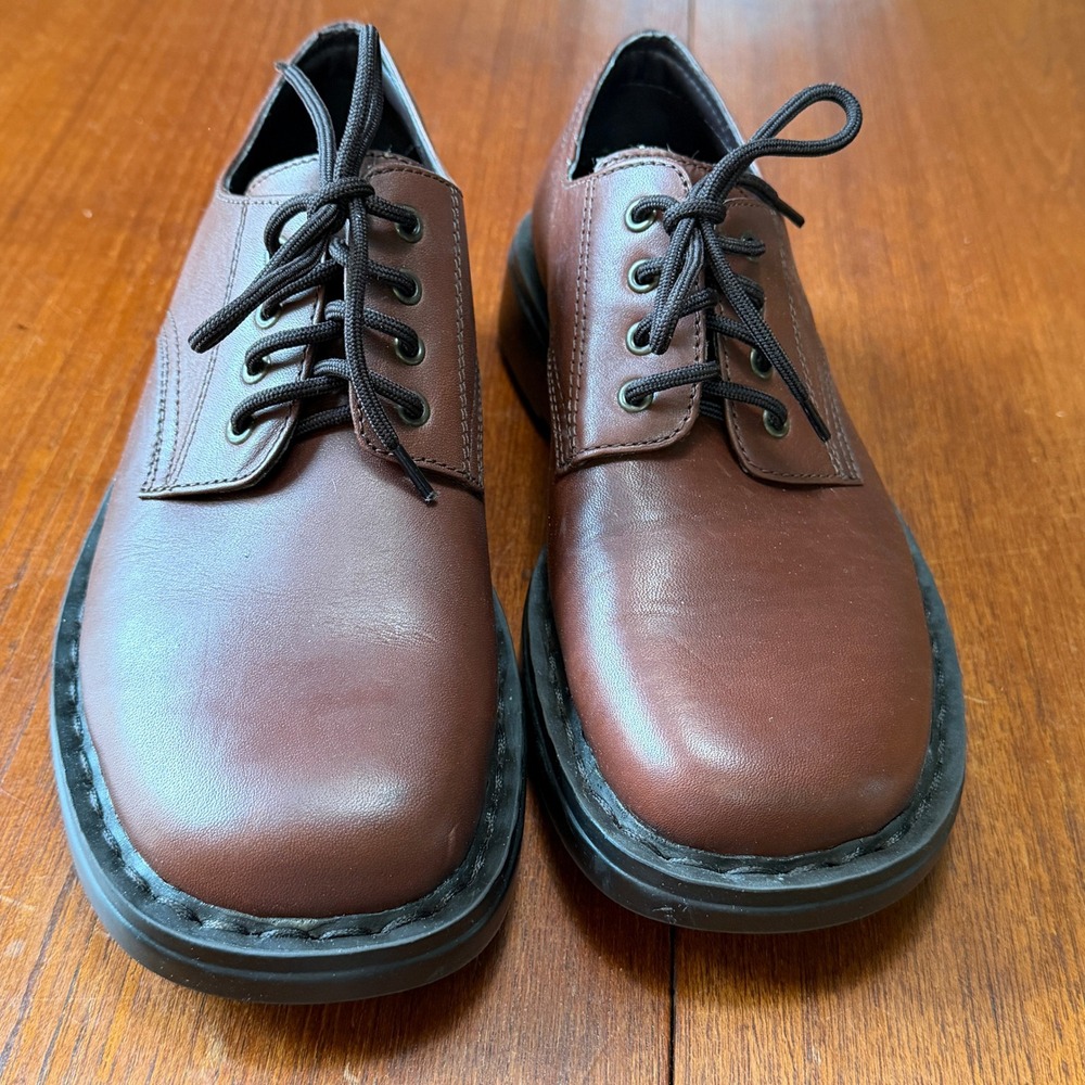 Skechers Brown Leather Chunky Square Toe Oxford Shoes Mens 7.5 Y2K Academia Prep